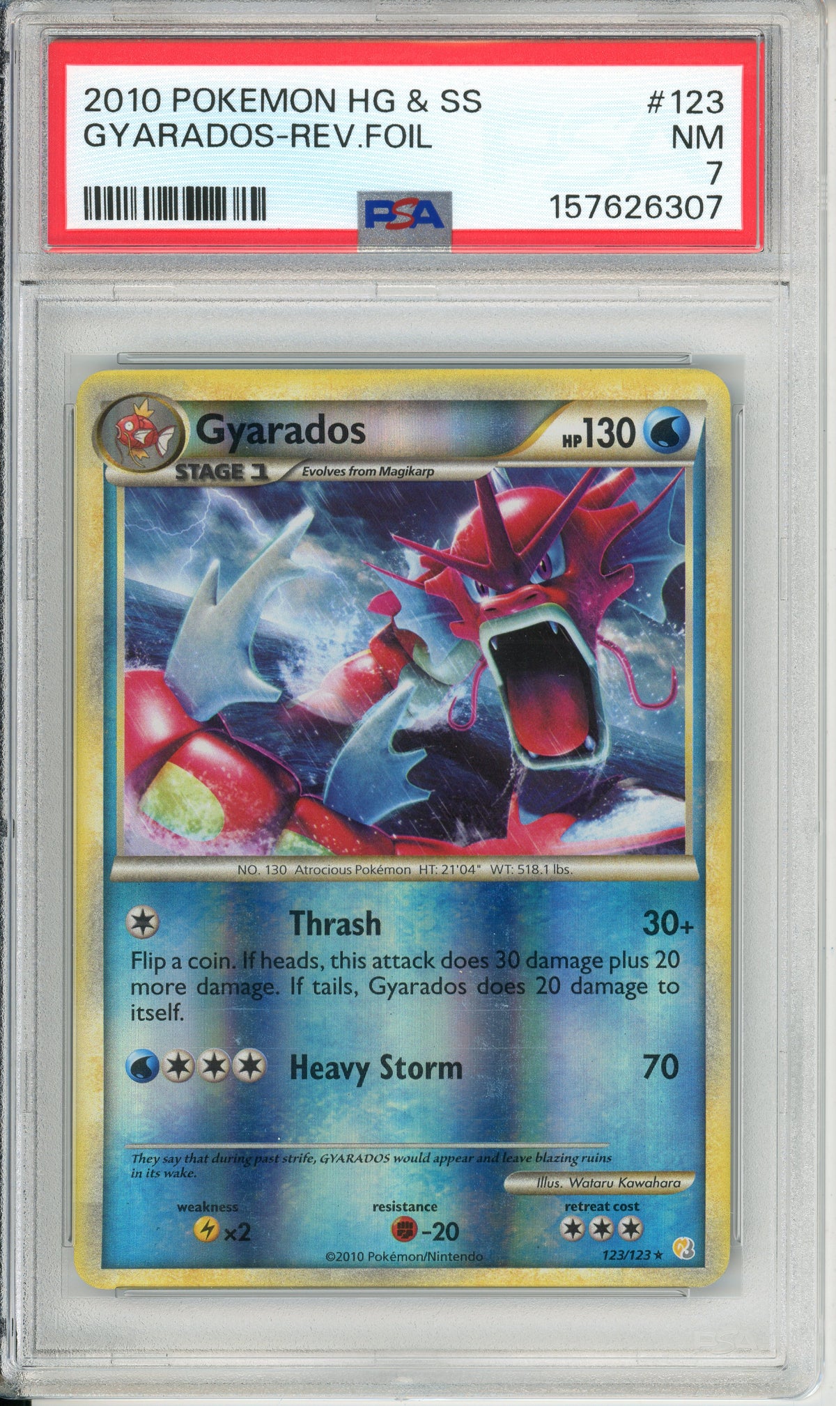 Pokemon Graded: Gyarados 123/123 HeartGold SoulSilver (2010) Reverse Foil PSA 7