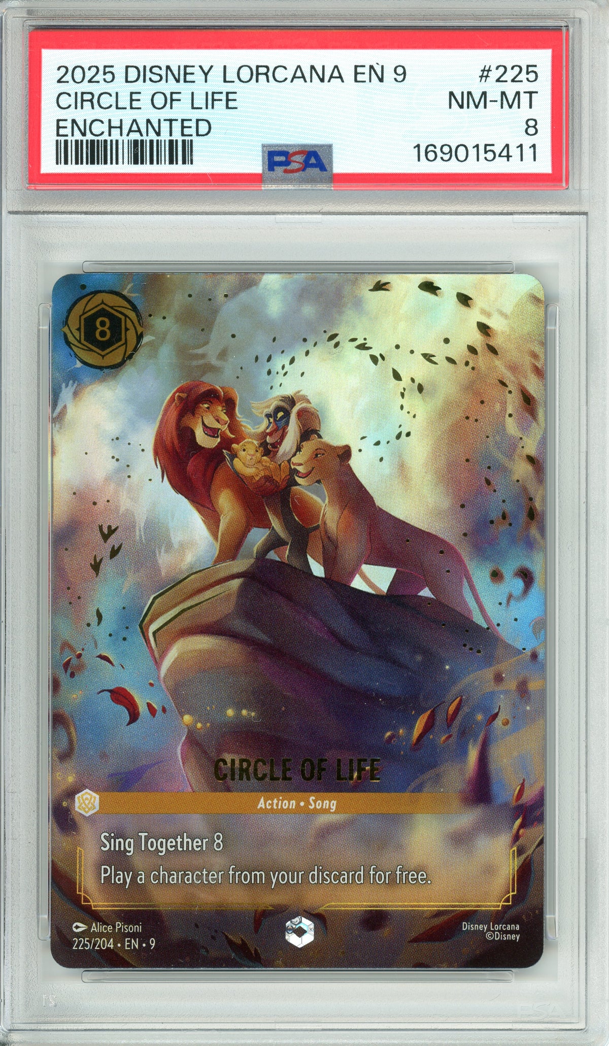 Lorcana Graded: Circle of Life 225/204 Enchanted (2025) PSA 8