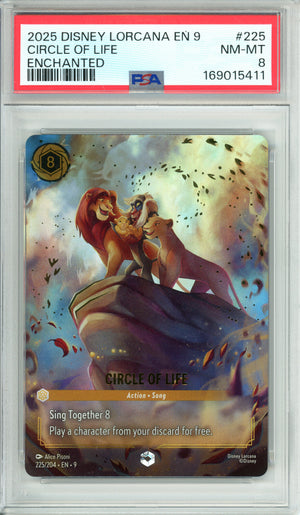 Lorcana Graded: Circle of Life 225/204 Enchanted (2025) PSA 8