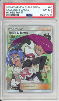 Pokemon Graded: Jessie & James 68/68 Hidden Fates (2019) Full Art Holo PSA 8