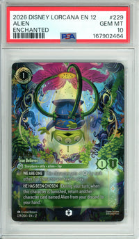 Lorcana Graded: Alien True Believer 229/204 Enchanted (2026) PSA 10