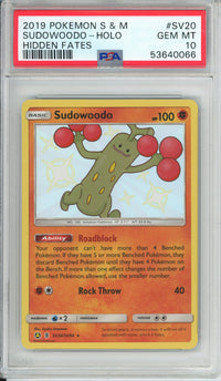 Pokemon Graded: Sudowoodo SV20/SV94 Hidden Fates (2019) Shiny Holo PSA 10