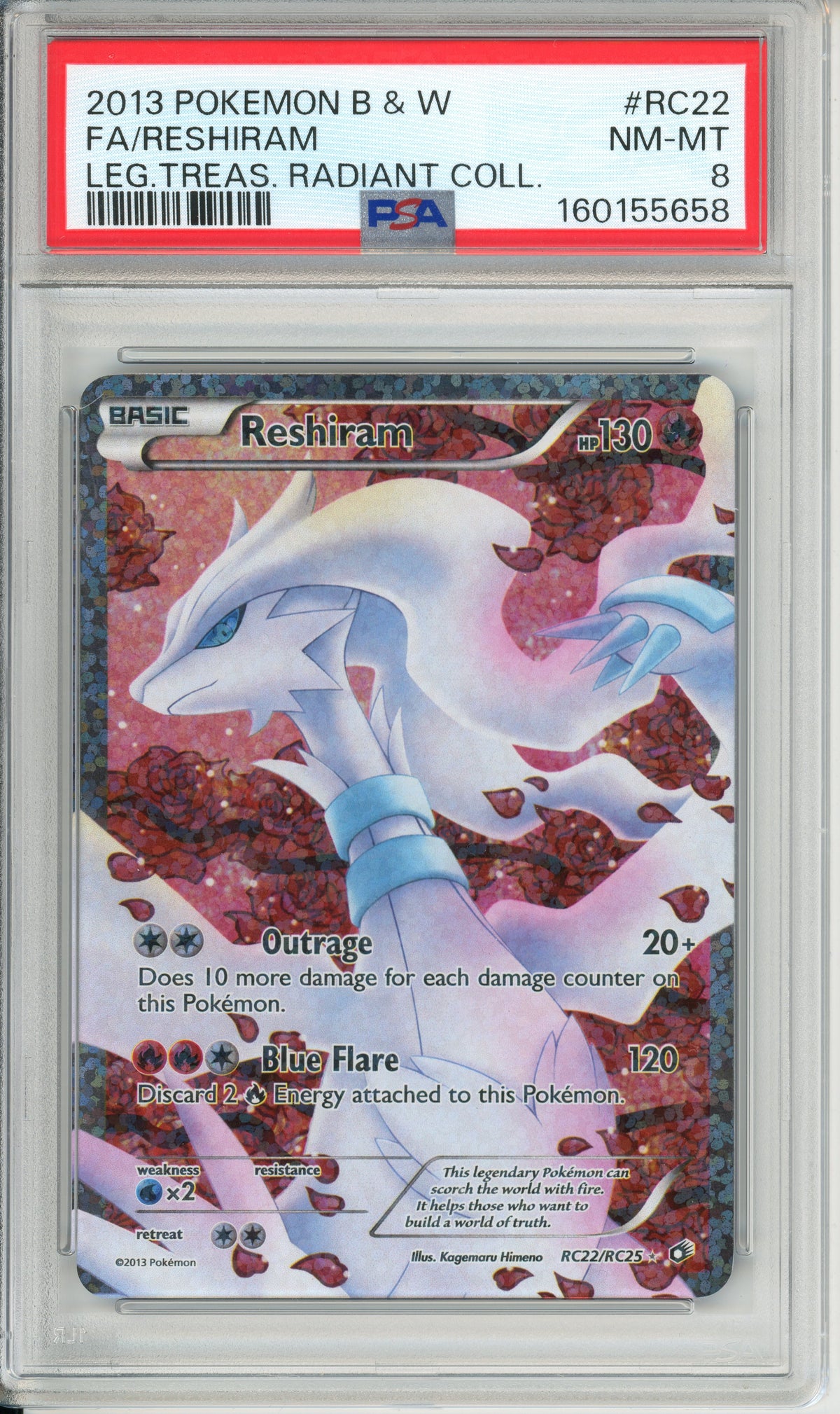 Pokemon Graded: Reshiram RC22/RC25 Legendary Treasures Radiant (2013) PSA 8