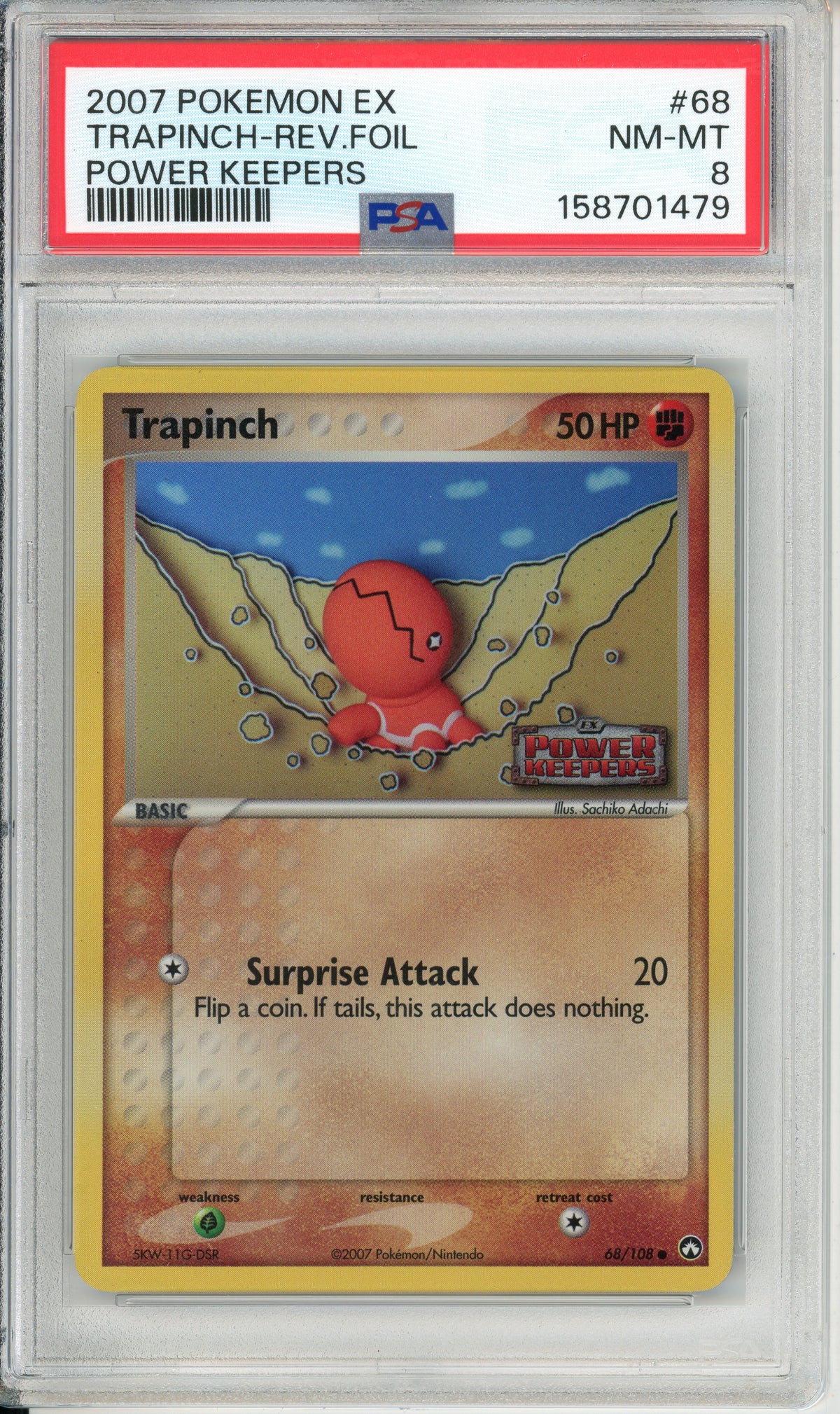 Pokemon Graded: Trapinch 68/108 Power Keepers (2007) Rev. Foil PSA 8