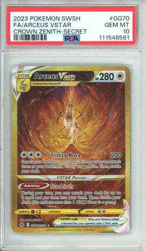 Pokemon Graded: Arceus VSTAR GG70/GG70 Crown Zenith (2023) Gold Secret Rare PSA 10