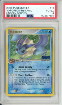 Pokemon Graded: Vaporeon 19/115 Unseen Forces (2005) Reverse Foil PSA 4