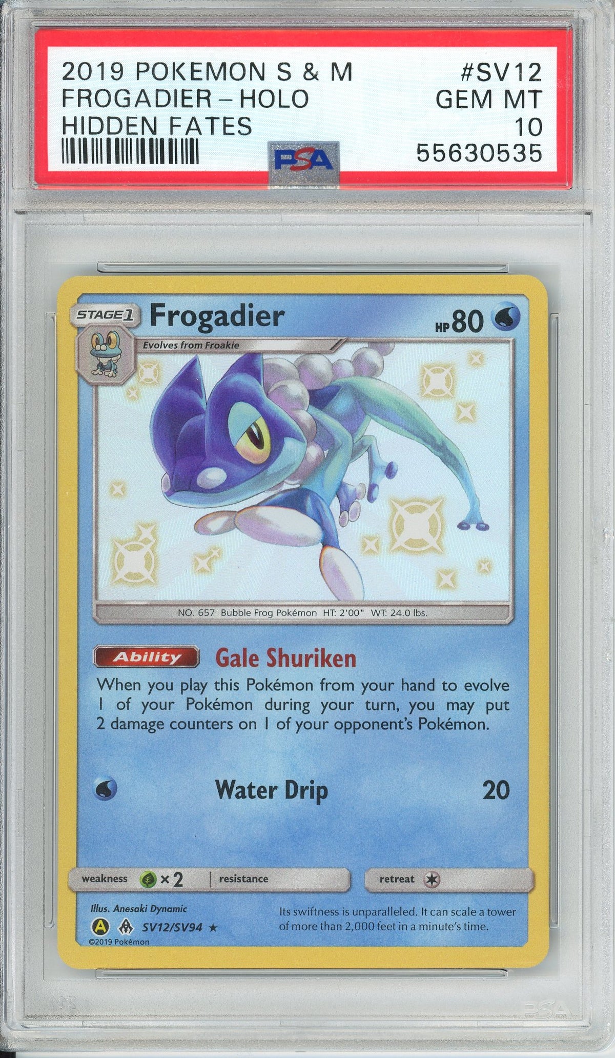Pokemon Graded: Frogadier SV12/SV94 Hidden Fates (2019) Shiny Holo PSA 10