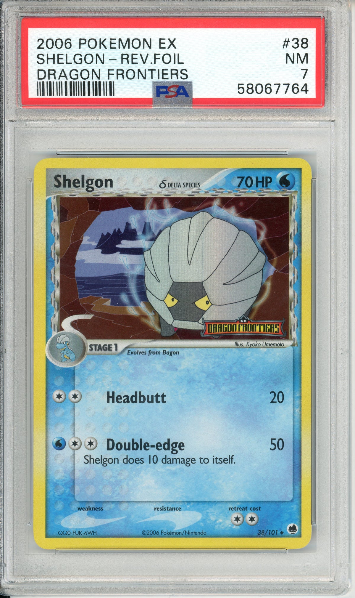 Pokemon Graded: Shelgon 38/101 Dragon Frontiers (2006) PSA 7
