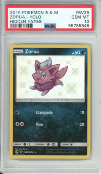 Pokemon Graded: Zorua SV25/SV94 Hidden Fates (2019) Shiny Holo PSA 10
