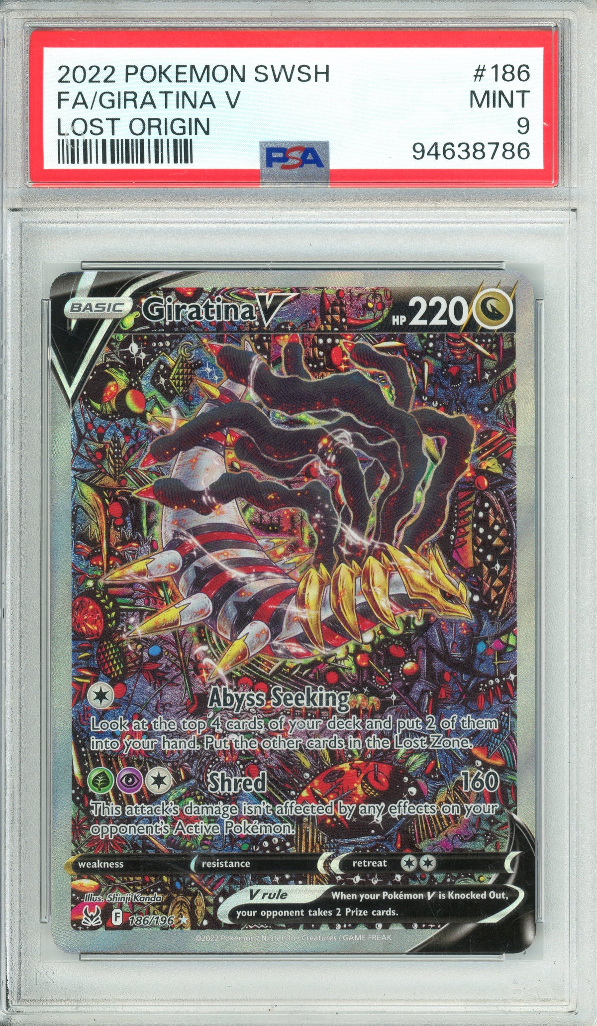 Pokemon Graded: Giratina 186/196 Lost Origin (2022) Full Art PSA 9
