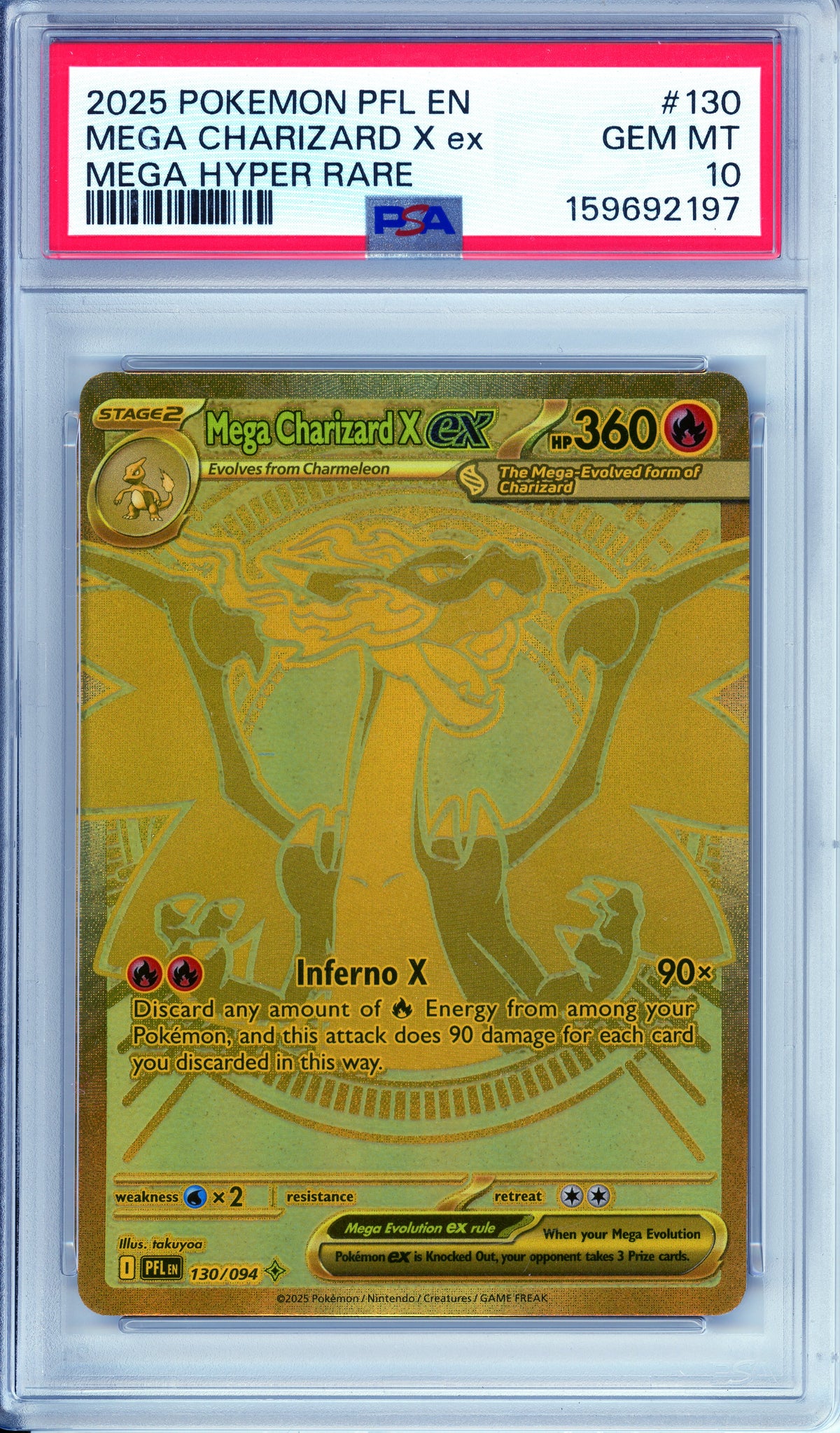 Pokemon Graded: Mega Charizard X ex 130/94 Phantasmal Flames (2025) PSA 10