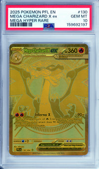 Pokemon Graded: Mega Charizard X ex 130/94 Phantasmal Flames (2025) PSA 10