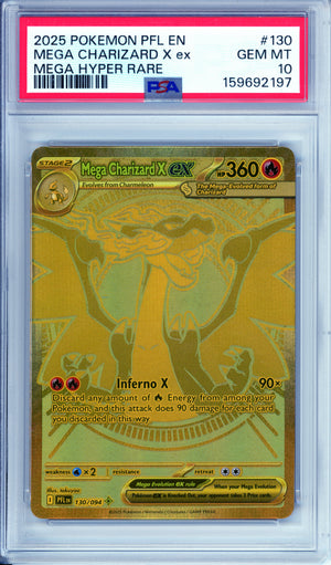 Pokemon Graded: Mega Charizard X ex 130/94 Phantasmal Flames (2025) PSA 10
