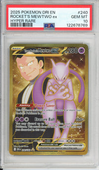 Pokemon Graded: Team Rocket's Mewtwo ex 240/182 Destined Rivals (2025) Gold Hyper Rare PSA 10