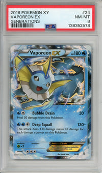 Pokemon Graded: Vaporeon EX #24 XY Generations (2016) Holo PSA 8