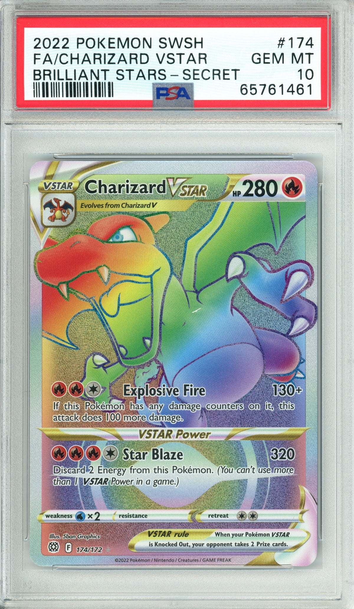 Pokemon Graded: Charizard VSTAR 174/172 Brilliant Stars (2022) Full Art PSA 10