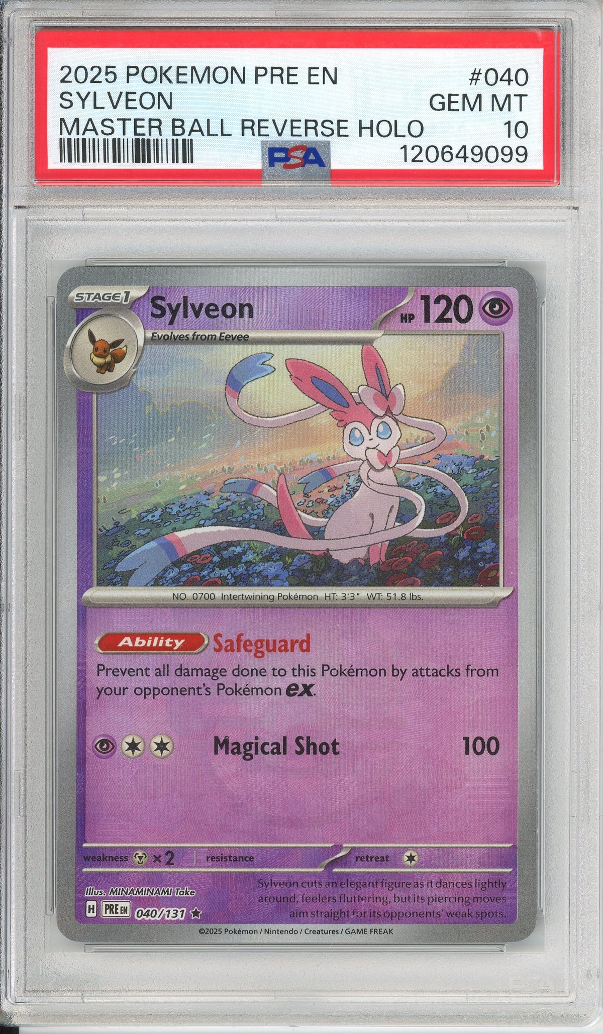 Pokemon Graded: Sylveon Master Ball 40/131 Prismatic Evolutions (2025) Reverse Holo PSA 10