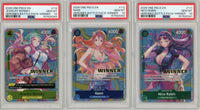 One Piece Graded: Nico Robin #111, Nami #112, Jewelry Bonney #113 Heroines Battle Pack Winner Set of 3 PSA 10