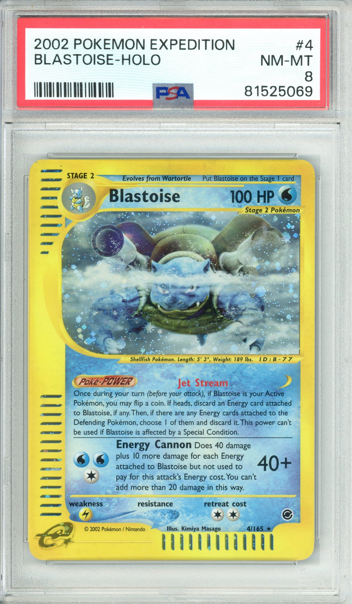 Pokemon Graded: Blastoise 4/165 Expedition (2002) Holo PSA 8
