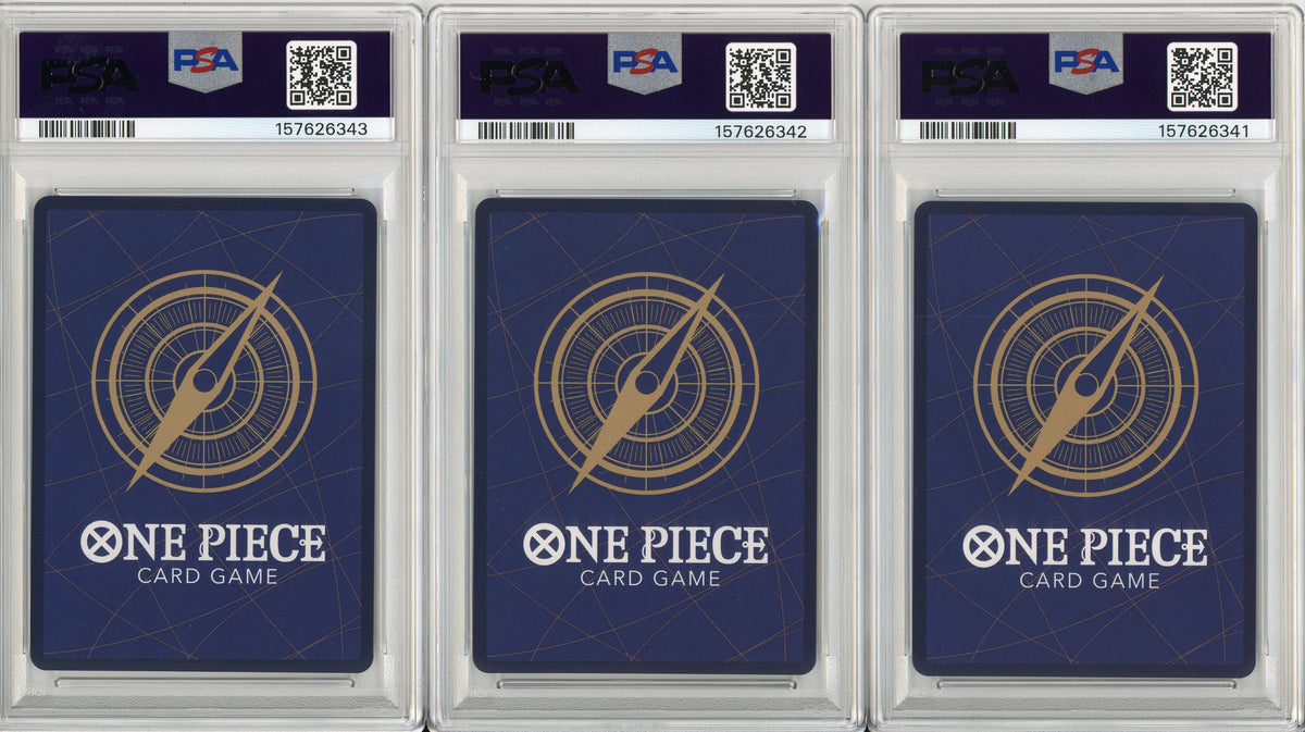 One Piece Graded: Nico Robin #111, Nami #112, Jewelry Bonney #113 Heroines Battle Pack Winner Set of 3 PSA 10