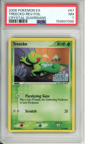 Pokemon Graded: Treecko 67/100 Crystal Guardians (2006) Reverse Foil PSA 7