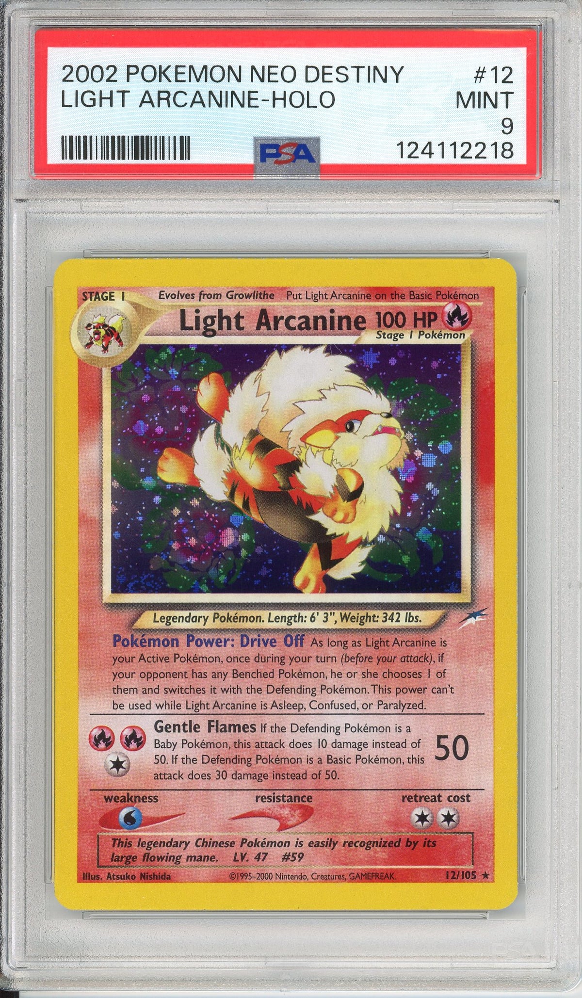 Pokemon Graded: Light Arcanine 12/105 Neo Destiny (2002) Holo PSA 9
