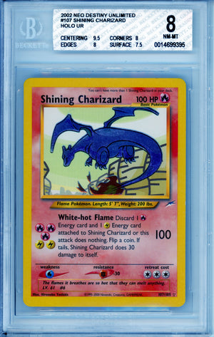 Pokemon Graded: Shining Charizard 107/105 Neo Destiny (2002) Beckett 8