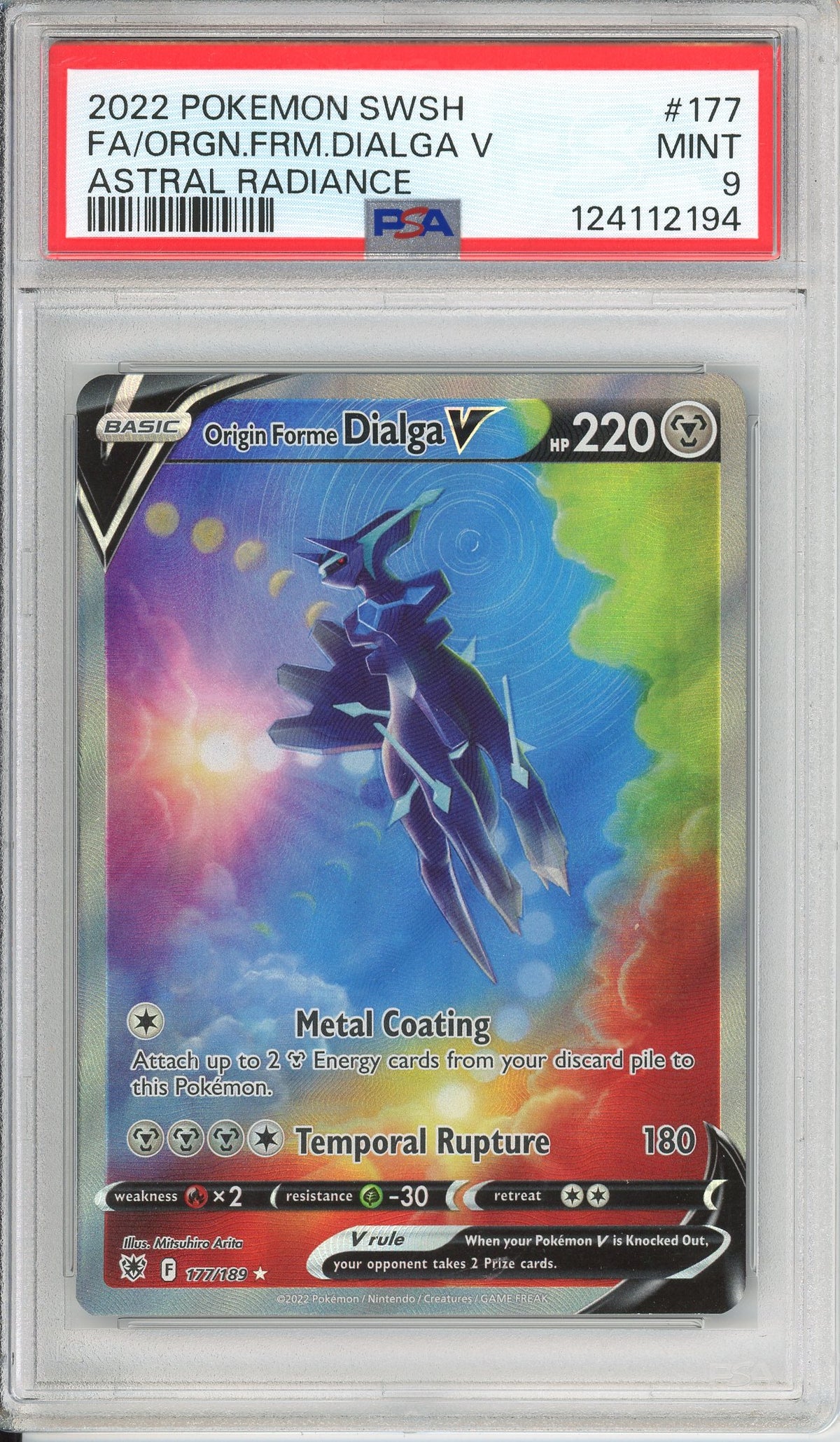 Pokemon Graded: Origin Forme Dialga V 177/189 Astral Radiance (2022) Holo PSA 9