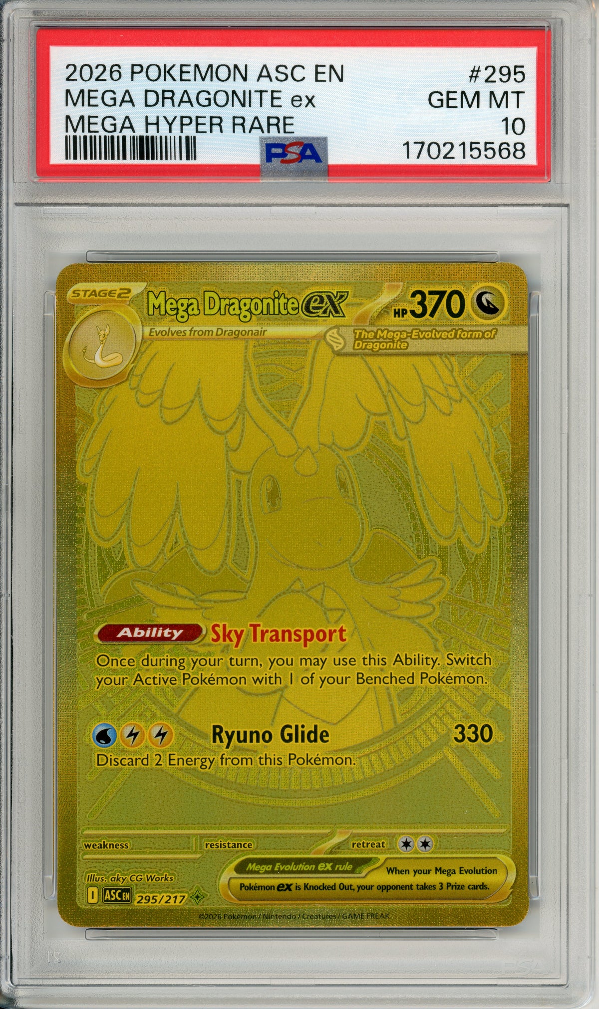 Pokemon Graded: Mega Dragonite ex 295/217 Ascended Heroes (2026) PSA 10
