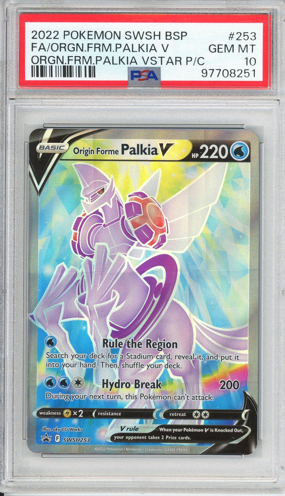 Pokemon Graded: Origin Forme Palkia V #SWSH253 Black Star Promo (2022) PSA 10