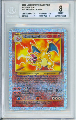 Pokemon Graded: Charizard 3/110 Legendary Collection (2002) Reverse Foil Beckett 8