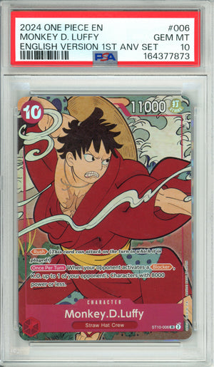 One Piece Graded: Monkey D. Luffy ST10-006 1st Anniversary Set PSA 10