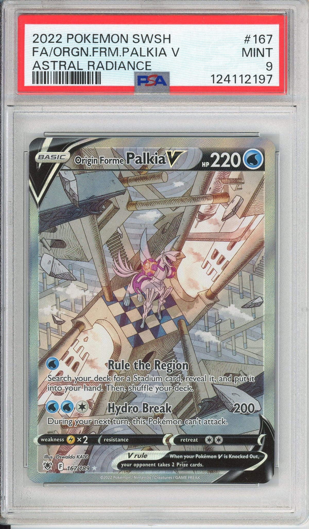 Pokemon Graded: Origin Forme Palkia V 167/189 Astral Radiance (2022) Full Art Holo PSA 9