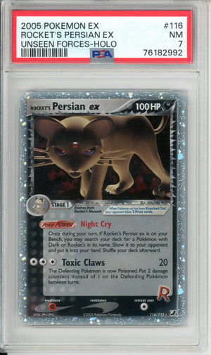 Pokemon Graded: Rocket's Persian ex 116/115 Unseen Forces (2005) Holo PSA 7