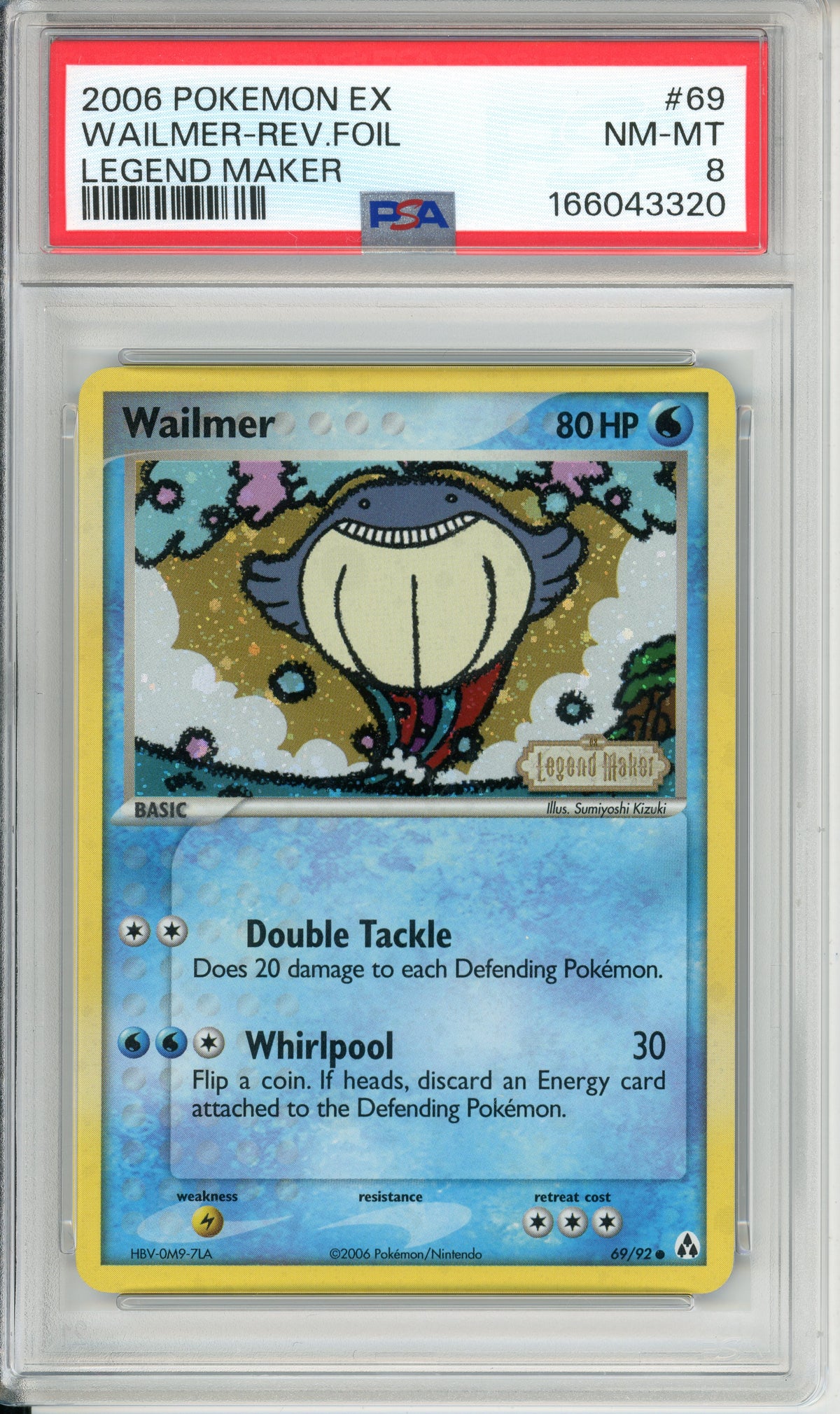 Pokemon Graded: Wailmer 69/92 Legend Maker (2006) Reverse Foil PSA 8