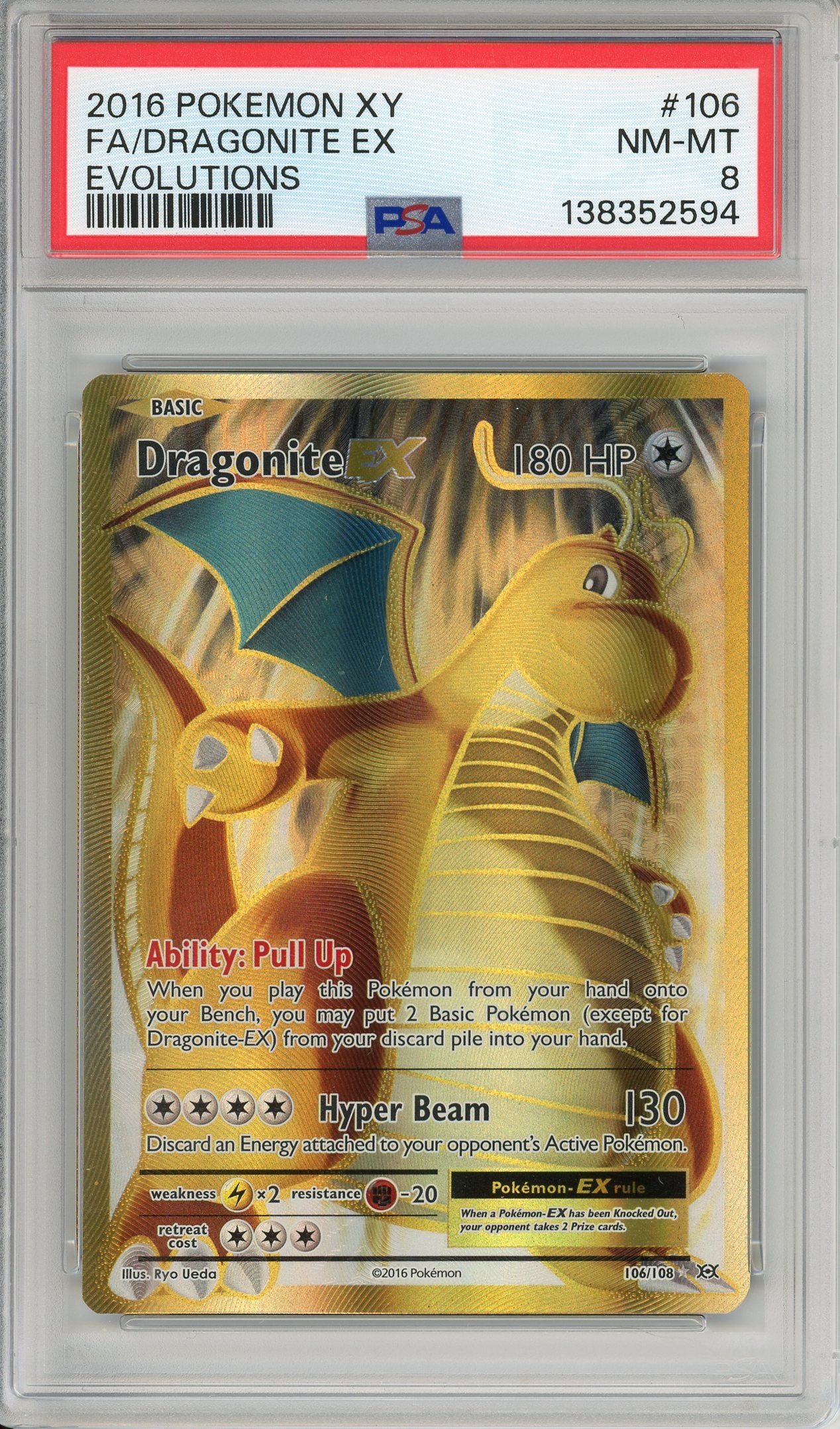 Pokemon Graded: Dragonite EX 106/108 XY Evolutions (2016) Full Art