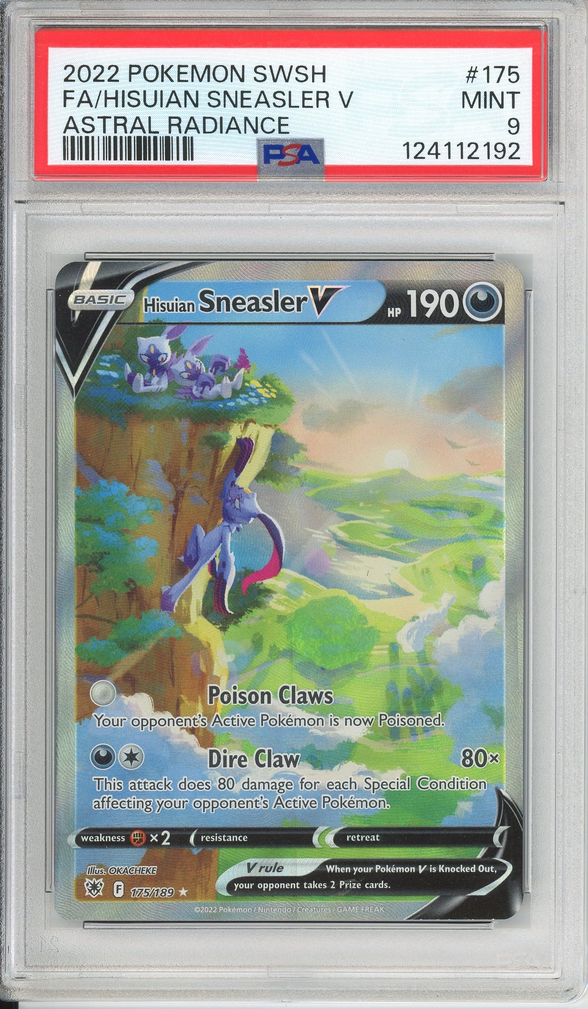 Pokemon Graded: Hisuian Sneasler V 175/189 Astral Radiance (2022) Full Art Holo PSA 9