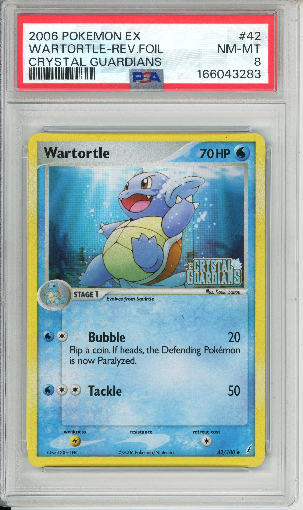 Pokemon Graded: Wartortle 42/100 Crystal Guardians (2006) Reverse Foil PSA 8