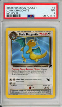 Pokemon Graded: Dark Dragonite 5/82 Team Rocket (2000) No Holo Error PSA 7