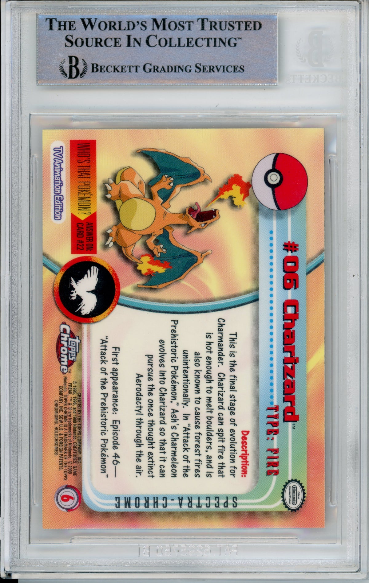 Pokemon Graded: #06 Charizard Spectra Chrome (2000) Beckett 9