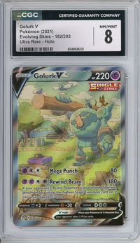 Pokemon Graded: Golurk V 182/203 Evolving Skies (2021) Holo CGC 8