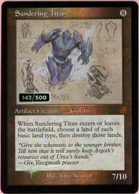 MTG Single: Sundering Titan Serialized 143/500 Brother's War Retro Artifacts NM
