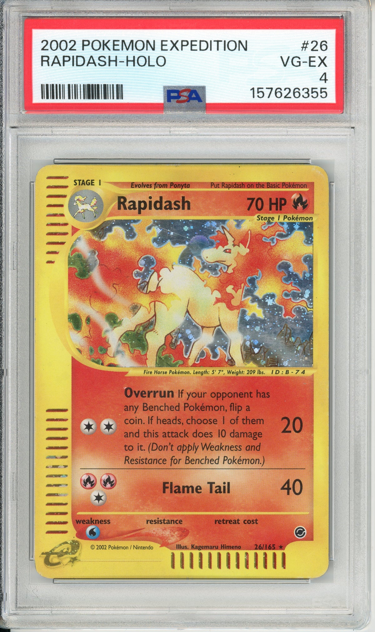 Pokemon Graded: Rapidash 26/165 Expedition (2002) Holo PSA 4