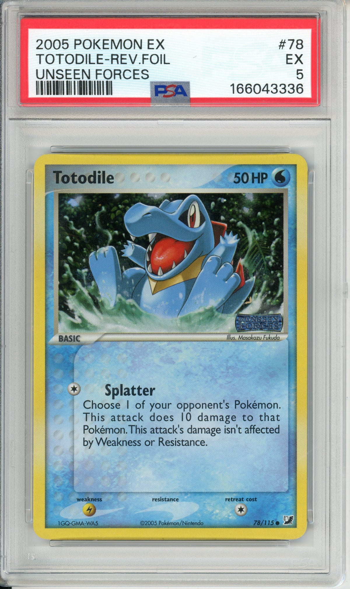 Pokemon Graded: Totodile 78/115 Unseen Forces (2005) Reverse Foil PSA 5