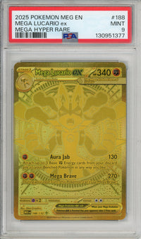 Pokemon Graded: Mega Lucario ex 188/132 Mega Evolutions (2025) Holo PSA 9