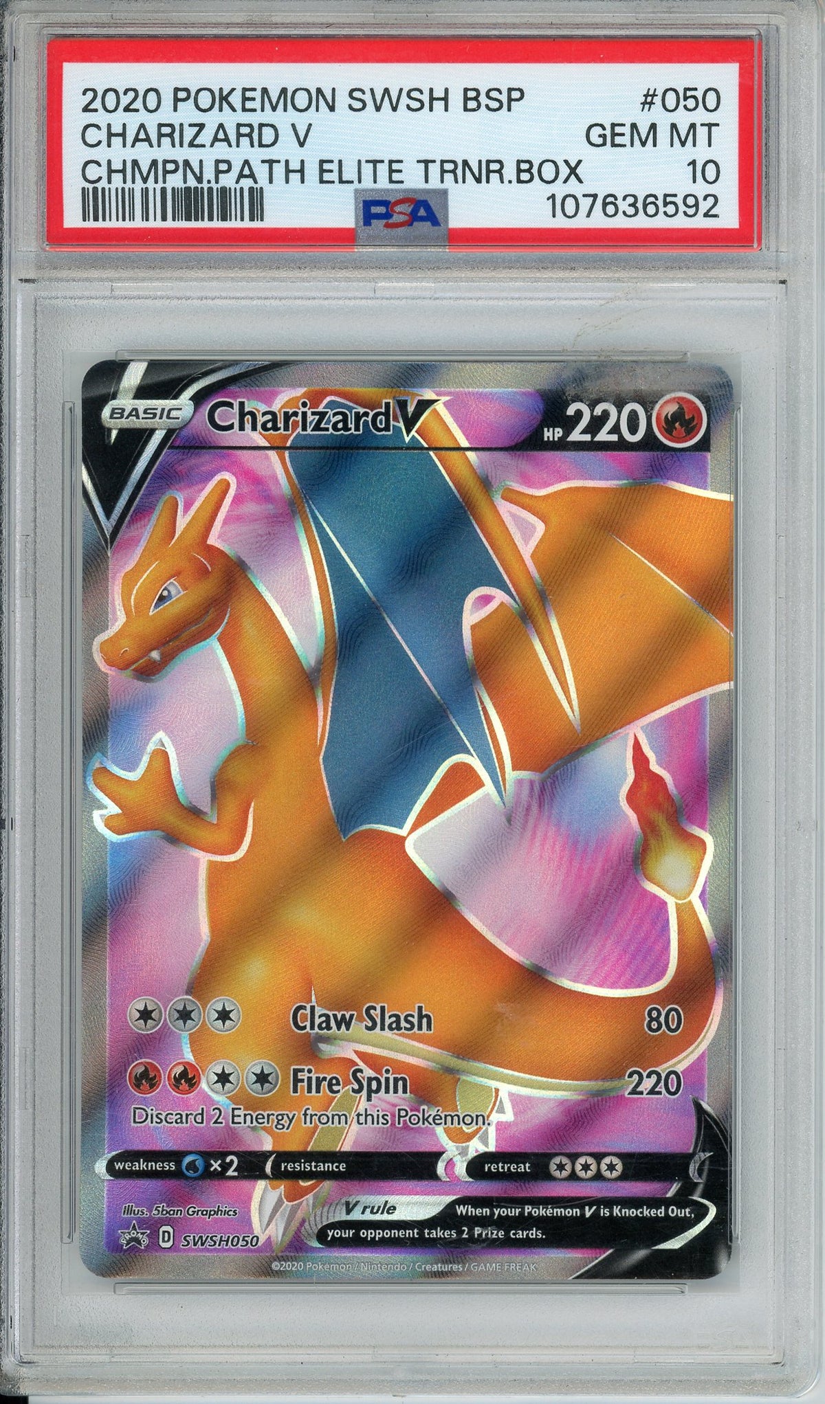 Pokemon Graded: Charizard V #SWSH050 Champion's Path ETB Promo (2020) Full Art Holo PSA 10