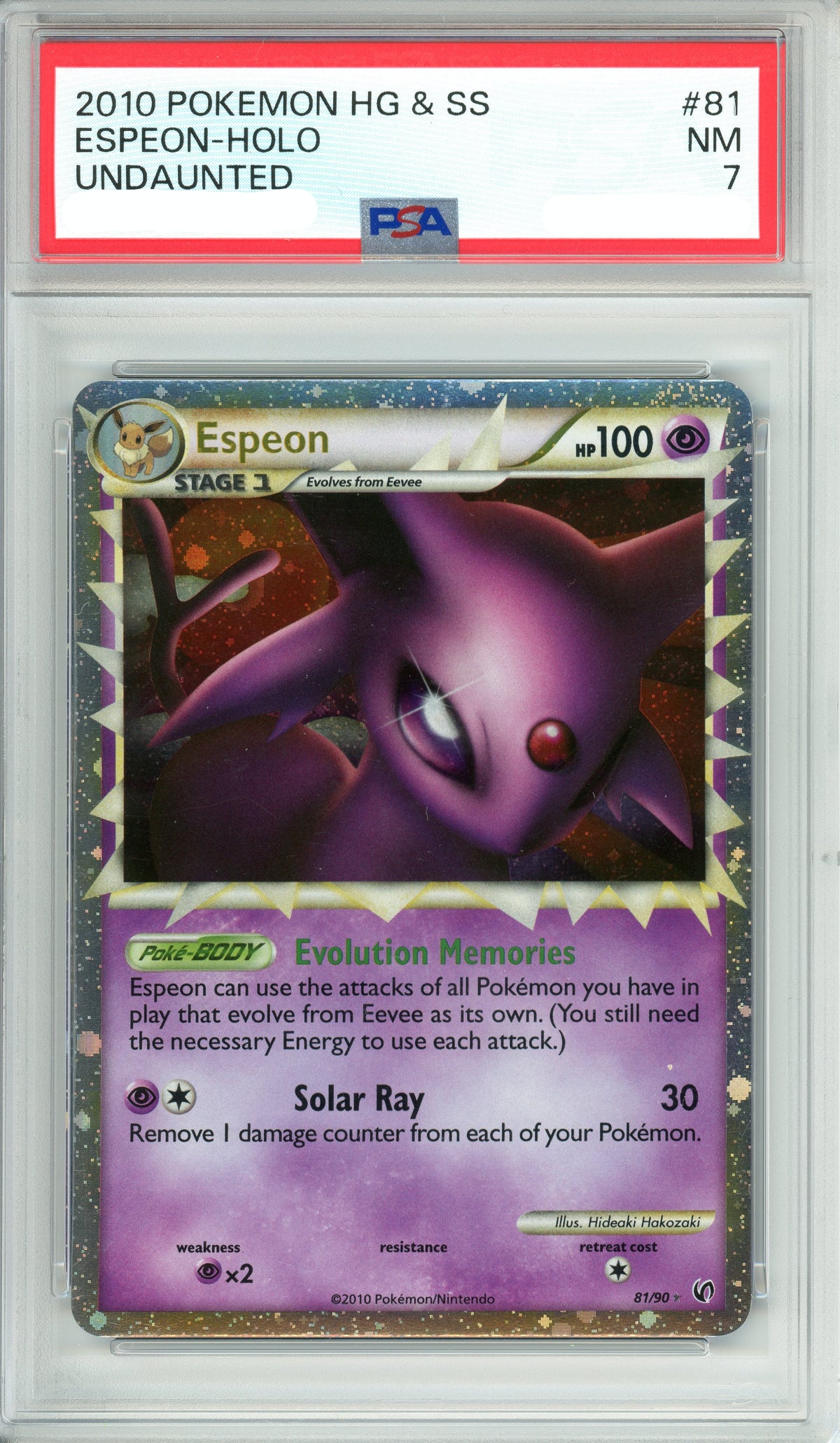 Pokemon Graded: Espeon 81/90 Undaunted (2010) Holo PSA 7