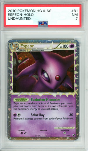 Pokemon Graded: Espeon 81/90 Undaunted (2010) Holo PSA 7