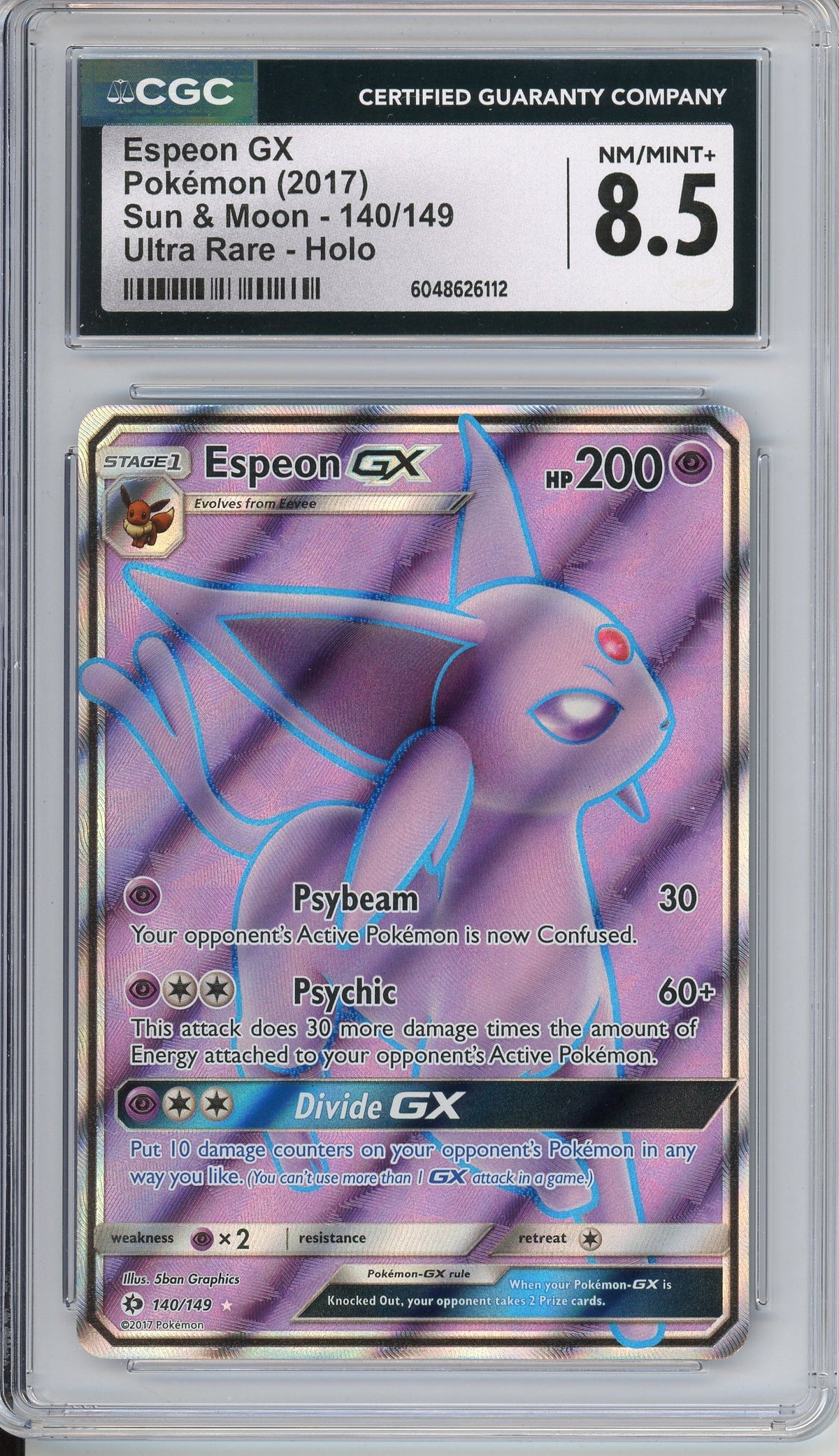 Pokemon Graded: Espeon GX 140/149 Sun & Moon (2017) Holo CGC 8.5
