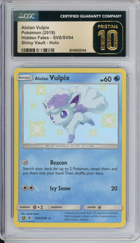 Pokemon Graded: Alolan Vulpix SV8/SV94 Hidden Fates (2019) Shiny Vault CGC Pristine 10